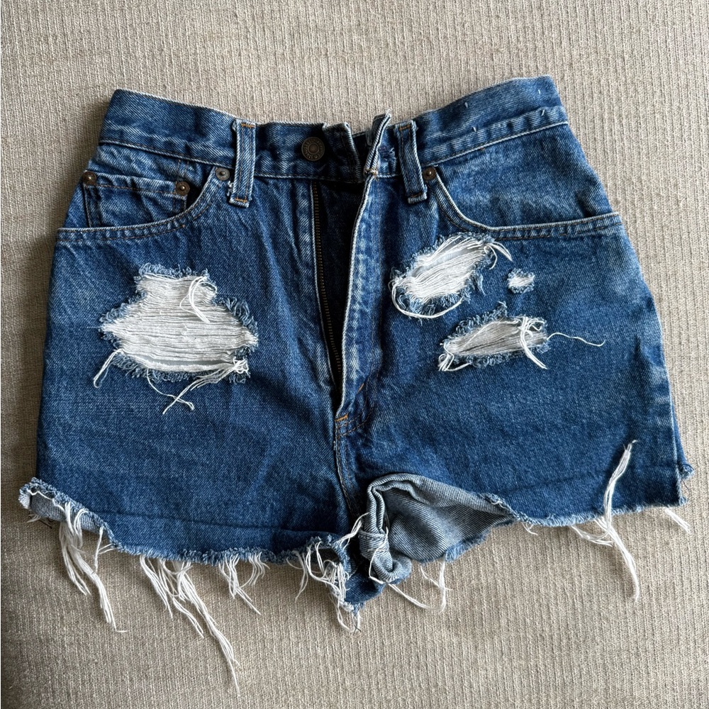 Vintage Levi's Blue Distressed Jean Shorts High-Waisted